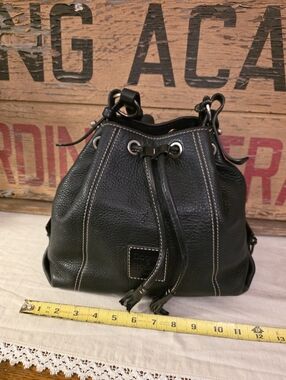Dooney & Bourke Black Leather Drawstring Bucket Bag